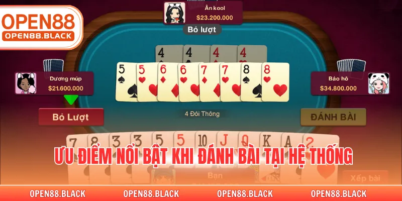 Ưu điểm nổi bật khi đánh bài tại hệ thống